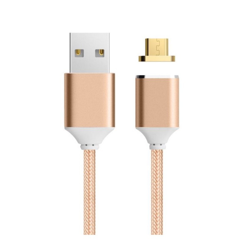 Cablu Micro USB de incarcare magnetic Auriu/Argintiu Impletit Nylon Extrem de Durabil pentru IPhone