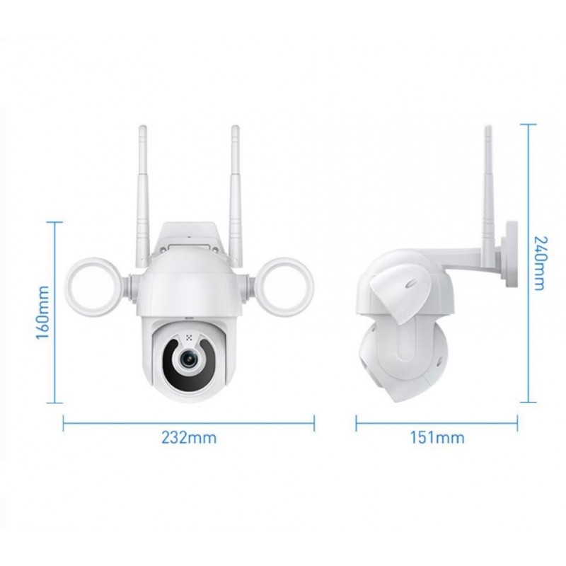 Camera Supraveghere PTZ Techstar® F01, 2MP, FullHD, Lumina IR si Proiector LED, Control Vertical + Orizontal, Audio Bidirectional, Detectarea Miscarii, ONVIF, P2P, Cloud, Slot MicroSD, Tuya Smart - 3 | YEO