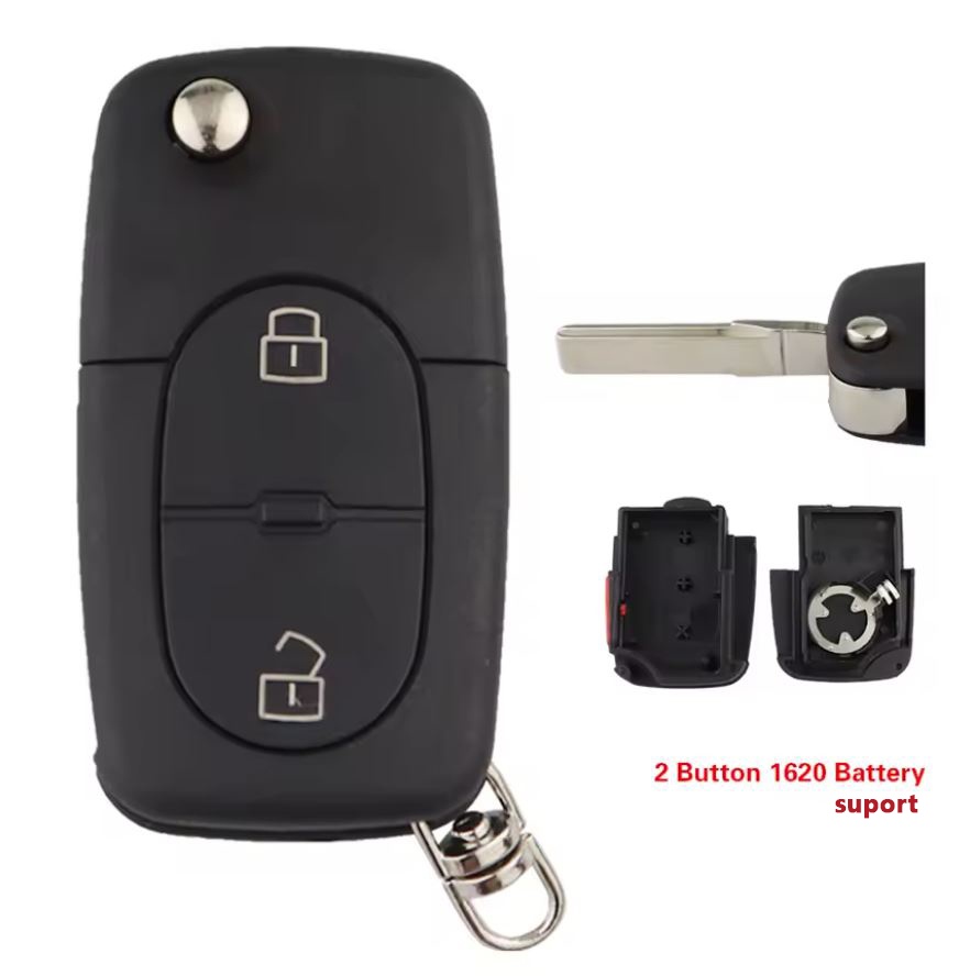 Carcasa cheie auto Techstar 2 butoane compatibila VW Golf MK4, Passat B5, Bora 1998–2001 – lama HU66, pentru baterie CR1620 - 1 | YEO