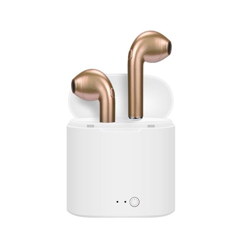 Casti Audio Wireless Techstar® i7S, Bluetooth, Gold, Tip in-ear, pentru IOS si Android