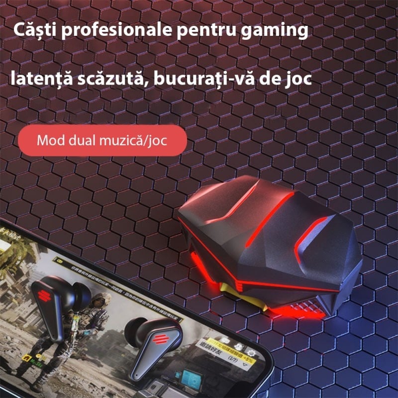 Casti Bluetooth pentru Gaming Techstar® K98, Bluetooth 5.0, Microfon, Control prin atingere, Indicator LED, Rezistente la apa, potrivite pentru jocuri video/fitness/birou, Carcasa Magnetica, Negru - 2 | YEO