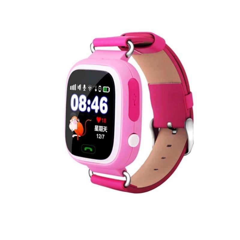 Ceas Smartwatch Copii Techstar® Q90, 1.22 inch IPS, Slot Cartela SIM, Bluetooth 4.0, Tracker GPS, AGPS, LBS, WIFI, Buton SOS, Apelare, Roz - 1 | YEO