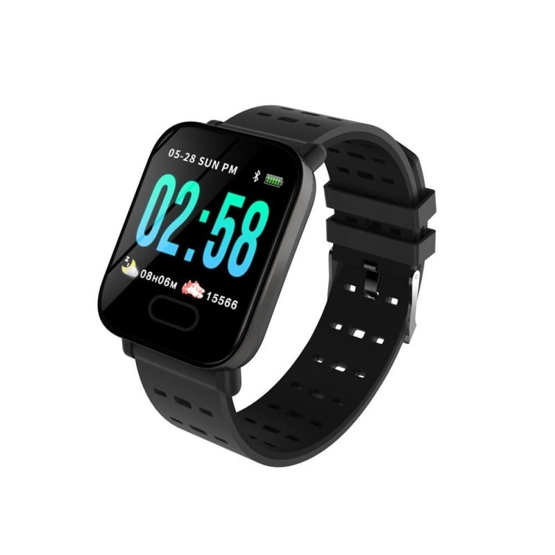 Ceas Smartwatch Techstar® A6, 1.3inch, Bluetooth 4.0, Monitorizare Tensiune, Puls, Oxigenare Sange, Alerte Sedentarism, Negru - 1 | YEO