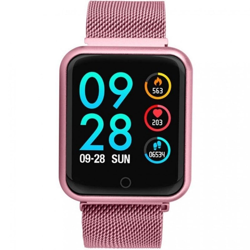 Ceas Smartwatch Techstar® I5 S, 1.3 inch OLED, Bluetooth 4.0 + EDR, Monitorizare Tensiune, Puls, Oxigenare Sange, Mov, Bratara Metal, Inchidere Magnetica