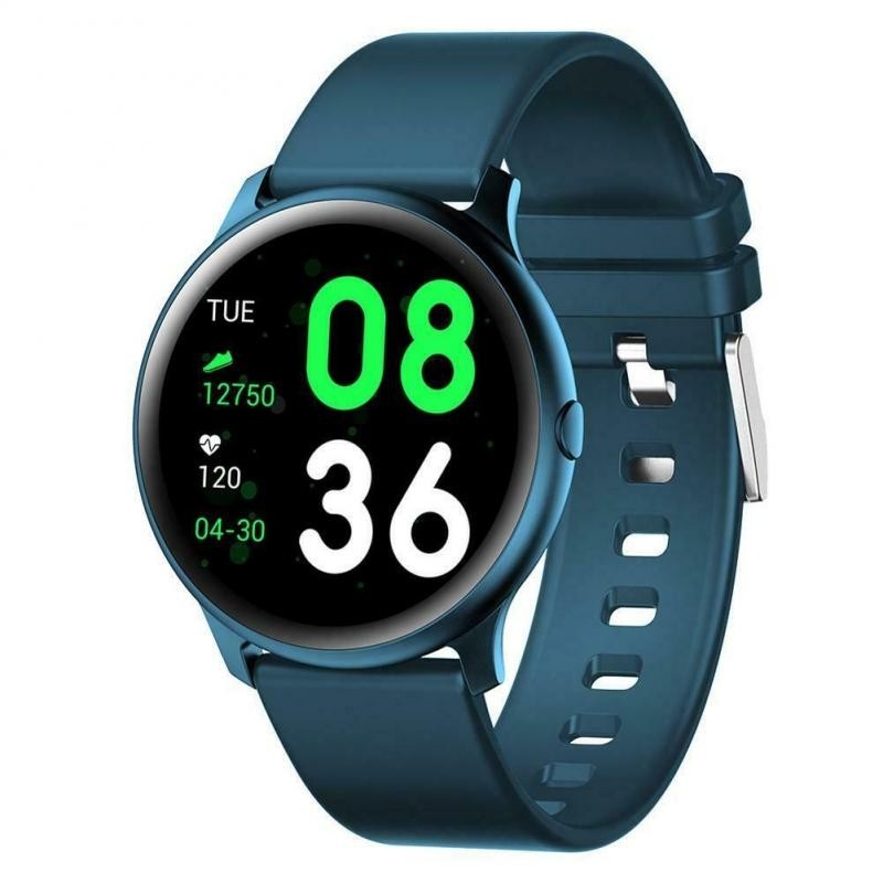 Ceas Smartwatch Techstar® KW19 Albastru, 1.3 inch HD Rotund, Monitorizare Cardiaca, Tensiune. Oxigenare, Bluetooth 4.0