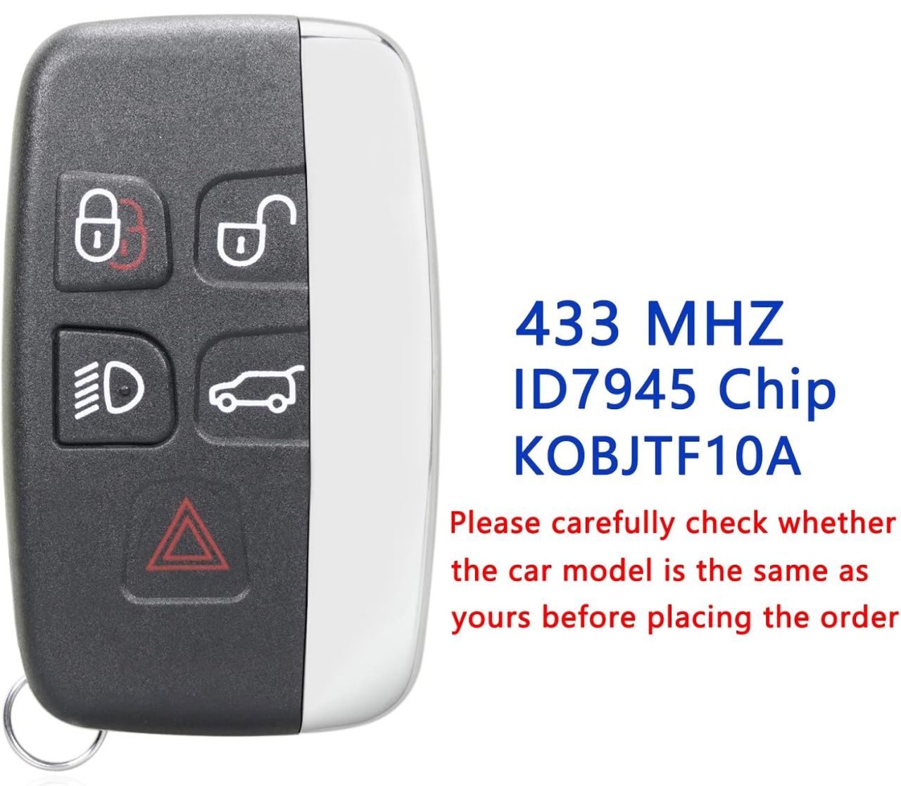 Cheie Auto Completa Programabila 433MHz, cu 5 butoane, cip PCF7945, compatibila Land Rover Discovery, Freelander, Range Rover, Evoque, Jaguar F-Pace, XF – FCCID: KOBJTF10A - 2 | YEO