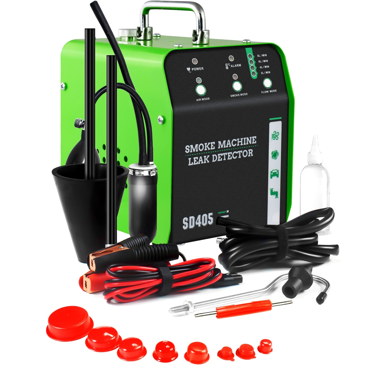 Detector Scapari Fum Auto Techstar SD405, 12V, cu Pompa Incorporata, Reglaj Presiune, EVAP, Vacuum, Turbo Motor, Protectie Supraincalzire, Full Kit