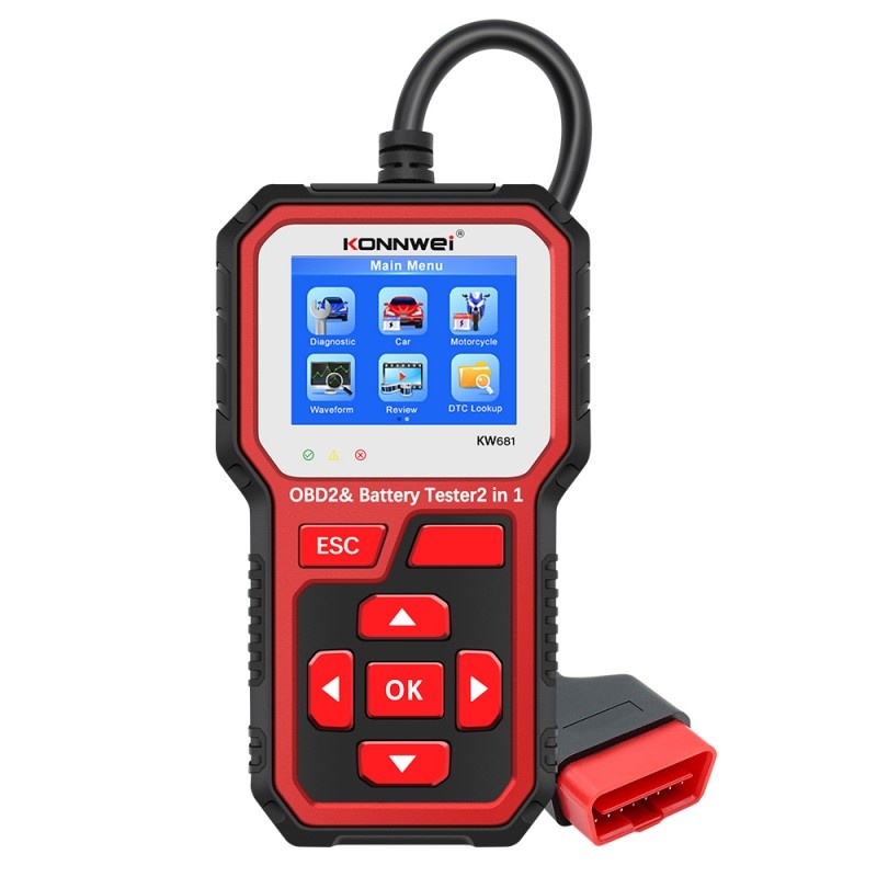 Diagnoza si Tester Baterie Auto 2in1 Konnwei KW681, 6V si 12V, Testare Tensiune, Pornire la Rece, Rezistenta, Stadiu Incarcare, ACID/AGM/EGL/EFB, Compatibil Android si iOS - 1 | YEO