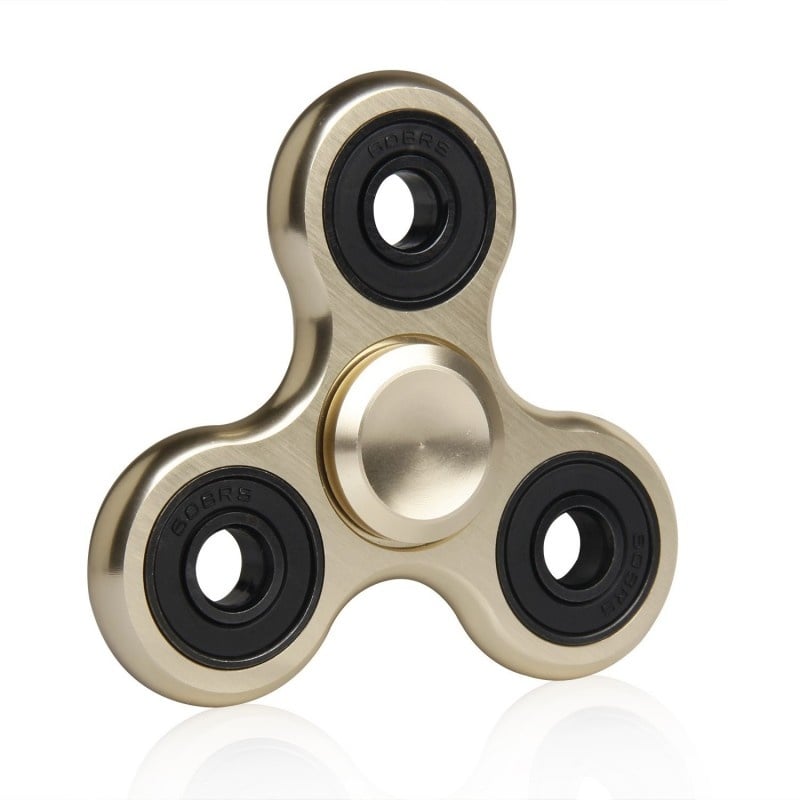 Fidget Spinner Metalic din Aluminiu Culoare Crem cu role Negre sau Albastre - 3 | YEO