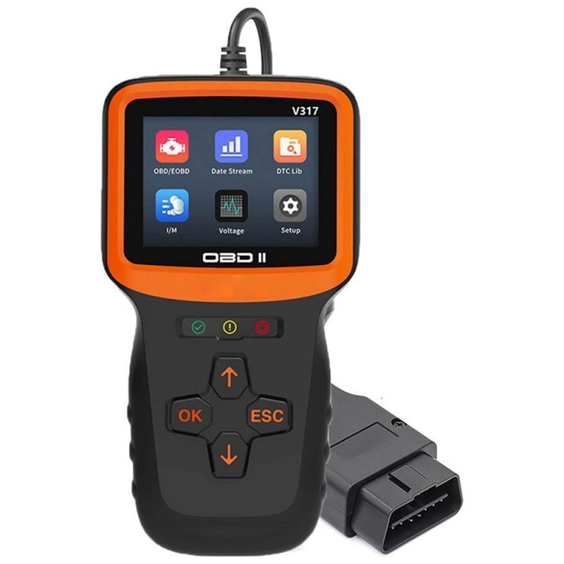 Instrument De Scanare Si Diagnosticare Auto Techstar® V317, Display 2.8 inch, Citire si stergere coduri eroare motor, Diagnosticare CAN, Compatibil OBD II si EOBD, Negru/Orange