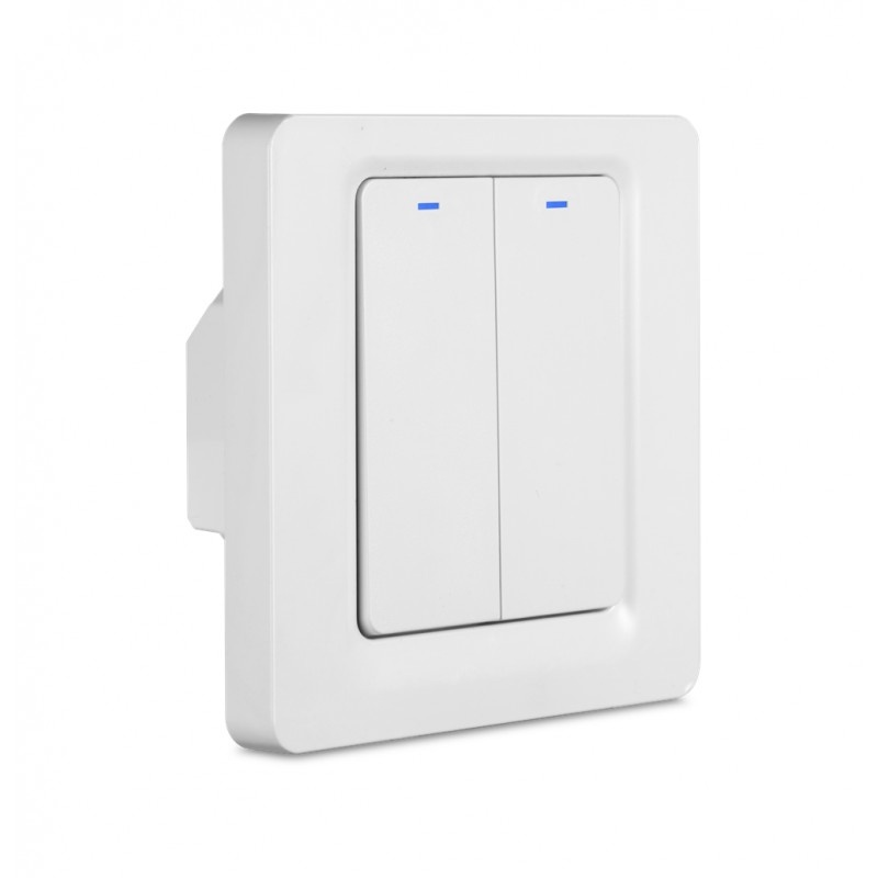 Intrerupator Smart Techstar®, Wireless 2.4GHz, Button cu Revenire, Design Classic, Iluminare LED, 2 Faze, cu NUL, Alb - 2 | YEO