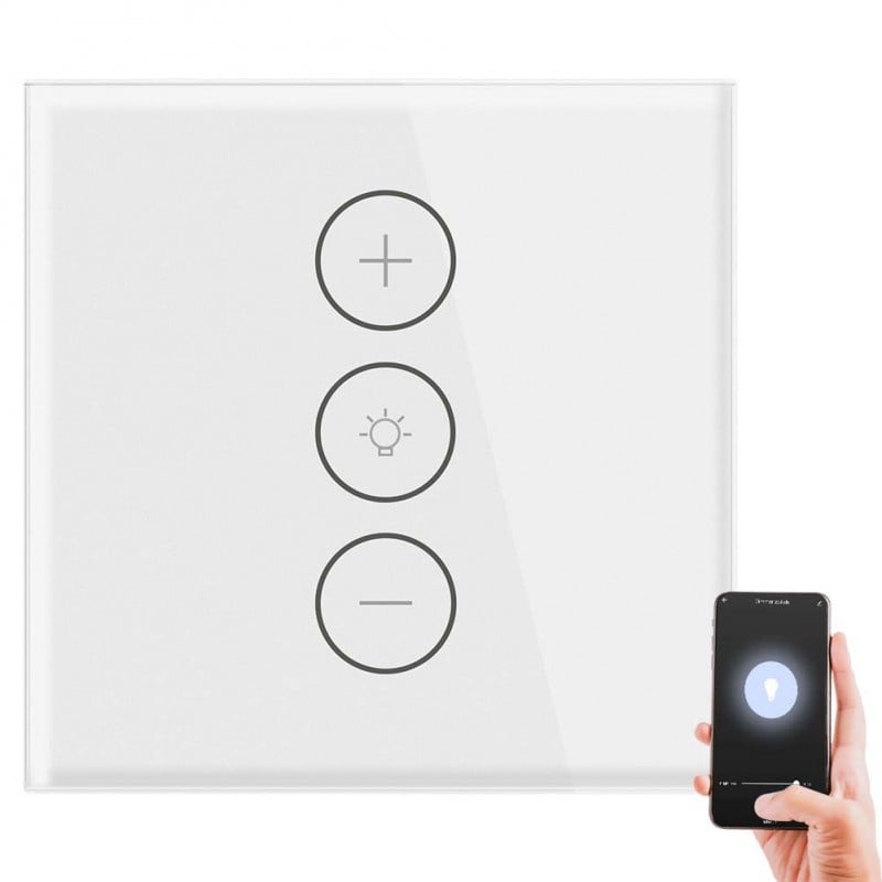 Intrerupator Smart Touch Techstar® V2, Wireless 2.4GHz, Dimmer, Sticla Securizata, Design Modern, Iluminare LED, 1 Faza, cu NUL, Alb - 3 | YEO