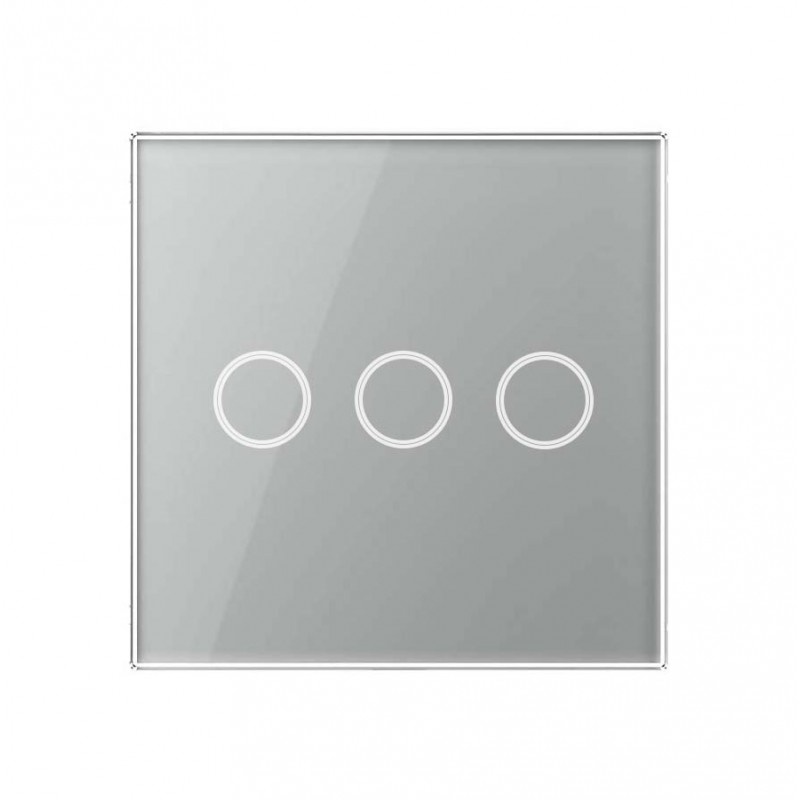 Poze Intrerupator Touch Techstar®, Sticla Securizata, Design Modern, Iluminare LED, 3 Faze, Gri