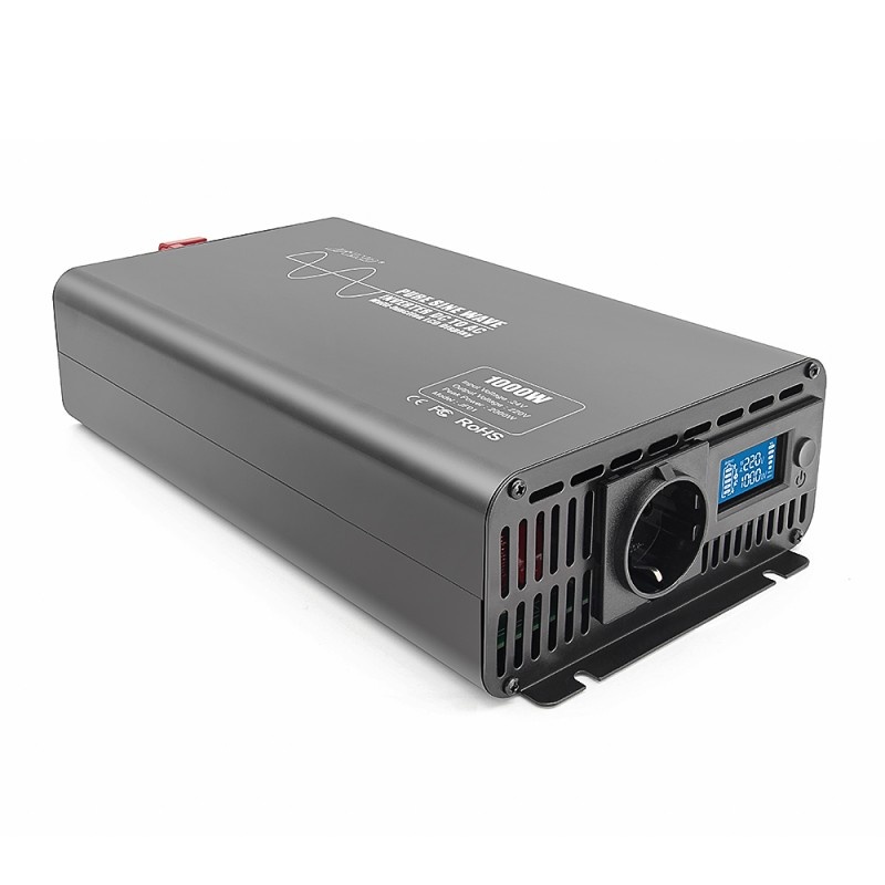 Poze Invertor de putere cu undă sinusoidală pură Techstar®, DC 24V la AC 220V, Afișaj LCD, 1000w, Pretabil Rulota, Autorulota, Camper, Barca, Casa independenta, Testat Osciloscop