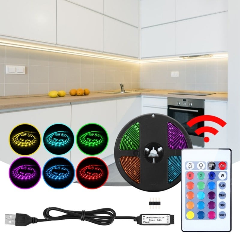 Kit Banda LED Techstar® 5050 RGB, 5M, DC 12V, Bluetooth, Control Din Telefon Prin Internet, Telecomanda, Lumina Multicolora, Schimbare Culori Pe Ritmul Muzicii, Control Vocal, Led Strip - 2 | YEO