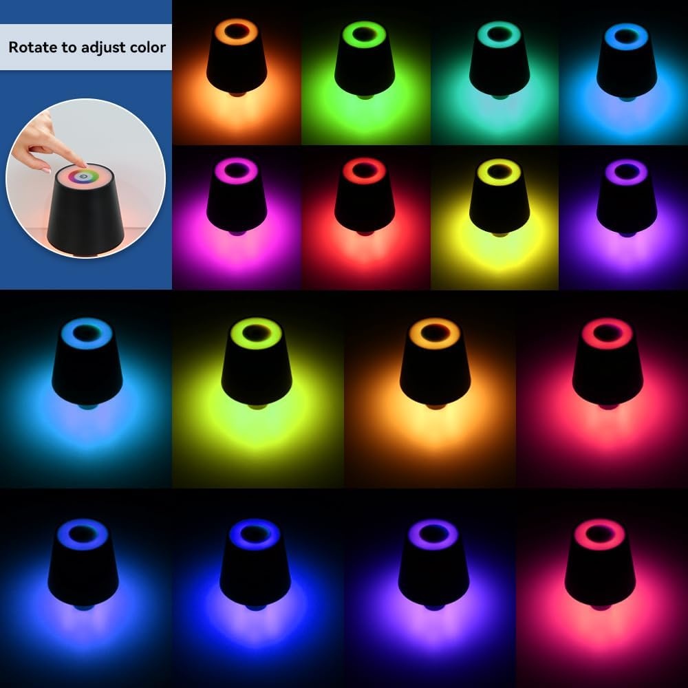 Lampa de Masa pentru Sticla LED Reincarcabila Wireless, Control Tactil, Tricolor RGB Intensitate Reglabila 10W, IP54 Ideala pentru Interior și Exterior - 3 | YEO