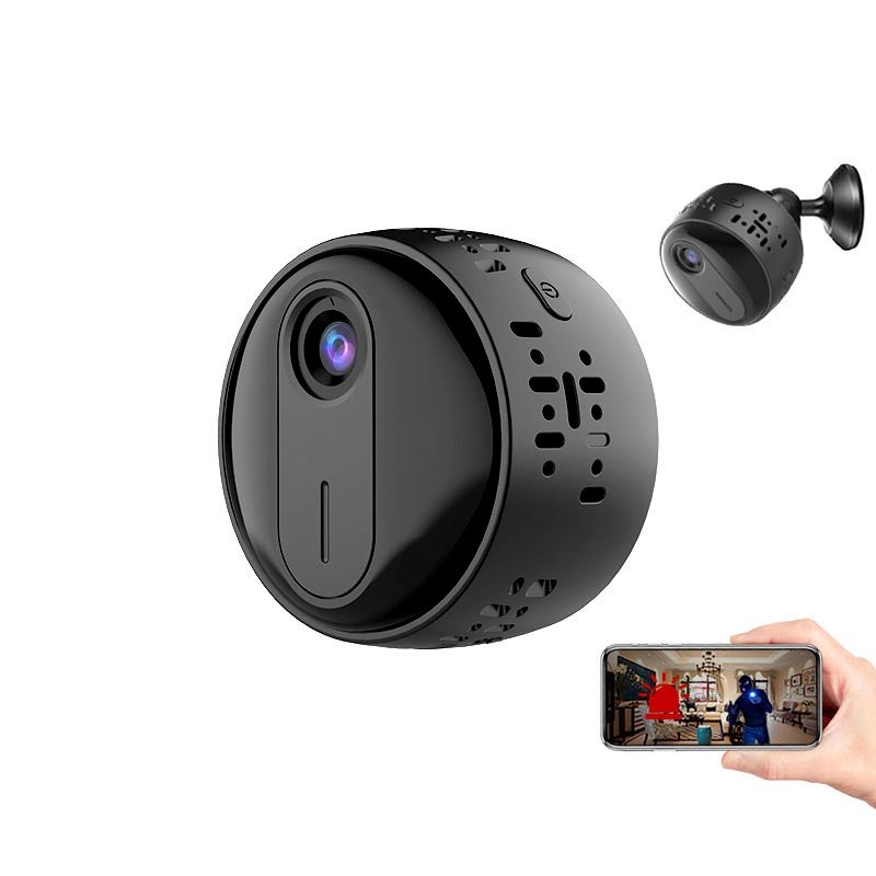 Mini Camera Video WiFi Techstar® V8, HD 1080P, Unghi larg 150°, Micro SD, Vizibilitate Nocturna, Senzor Miscare, Microfon, pentru Animale de Companie, Camera copilului, Birou, Negru - 2 | YEO