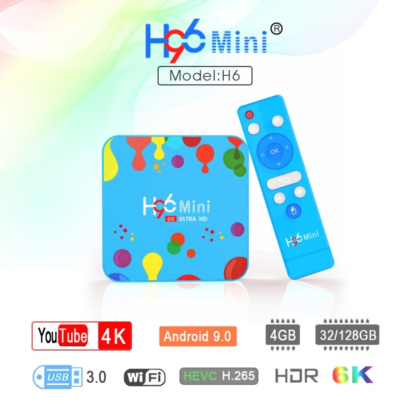 MiniPC TV Box Techstar® H96 Mini H6 4GB RAM + 32GB , 6K Ultra HD, HDR, Android 9, WiFi DualBand, USB 3 - 1 | YEO