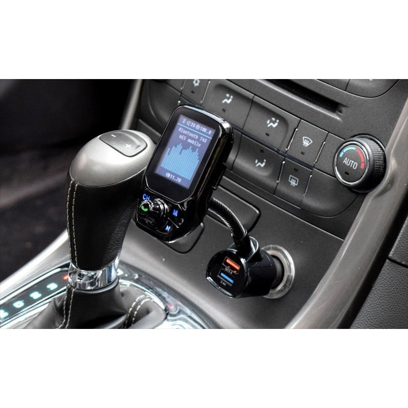 Modulator Auto Transmitator FM Techstar® T43 Bluetooth 4.0 AUX USB QC3.0 Display Color 1.8