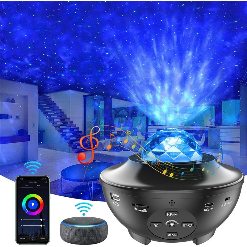 Poze Proiector Smart Techstar® Star and Clouds, WiFi, Telecomanda, Google Assistant, Alexa, IFTTT, Smart Life, Tuya, Programabil