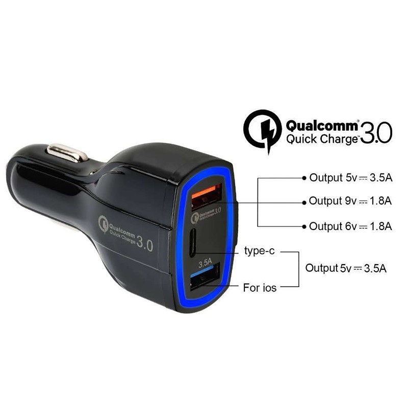 Resigilat Incarcator Auto Techstar® Turbo Fast, 5V, 3.5A ,QC3.0, DUAL USB, Universal, Negru