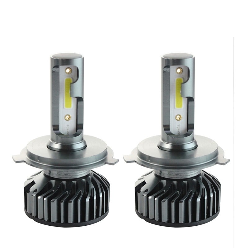 Set 2 LED-uri Auto Techstar® P1, H4, 36w, 4000 Lumeni, 6500K, AUTO, 12-24 Volti, DOB, Canbus, Miez Cupru, Radiator Aluminiu, Argintiu