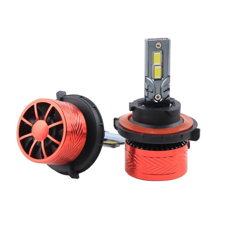 Set 2 LED-Uri Auto Techstar® P14, 9004, 120W, 18000 Lumeni, 6000K, 12-24V, Unghi Fascicul 360°, CSP 3570, Canbus, Radiator Aluminiu, Racire Cooling Tech, Argintiu