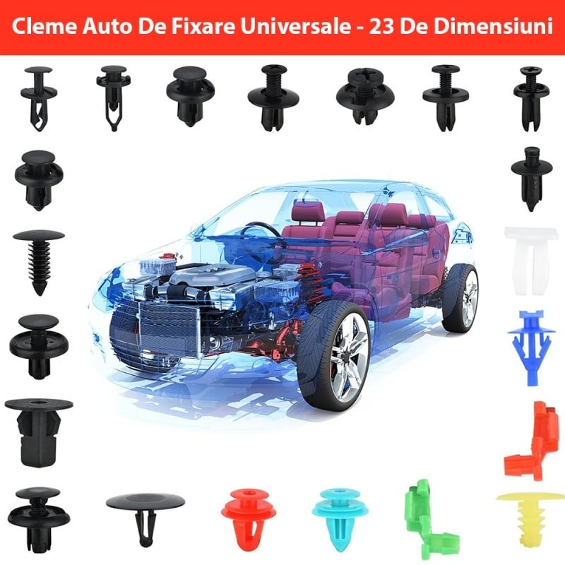 Set 680 clipsuri / cleme auto de fixare universale Techstar® Repair Kit, plastic, 23 dimensiuni de la 5 mm la 100 mm, pentru usi, aripi, bare de protectie si scuturi, multicolor - 3 | YEO