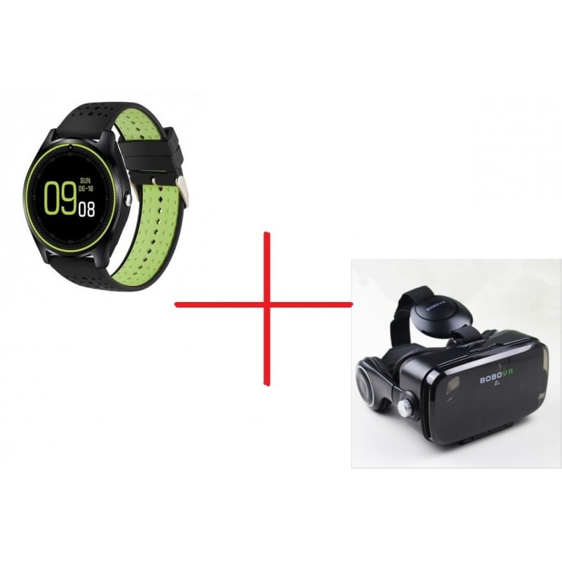 Set Promo Ochelari Virtuali VR-Z4 + Smartwatch MTK V9 Verde BT Camera