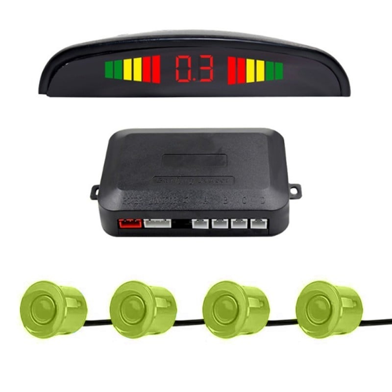 Set Senzori Parcare Auto Detector Parktronic Display Radar Monitor 4 Senzori, Negru/Verde