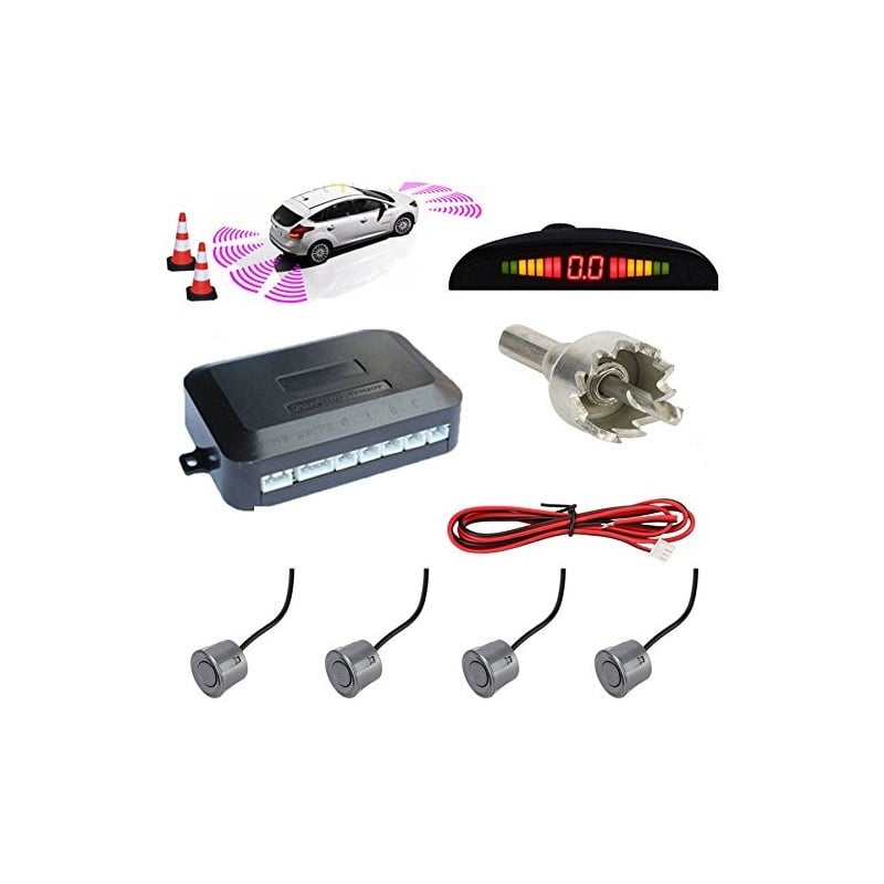 Set Senzori Parcare Auto Detector Parktronic Display Radar Monitor 4 Senzori Gri Deschis - 2 | YEO