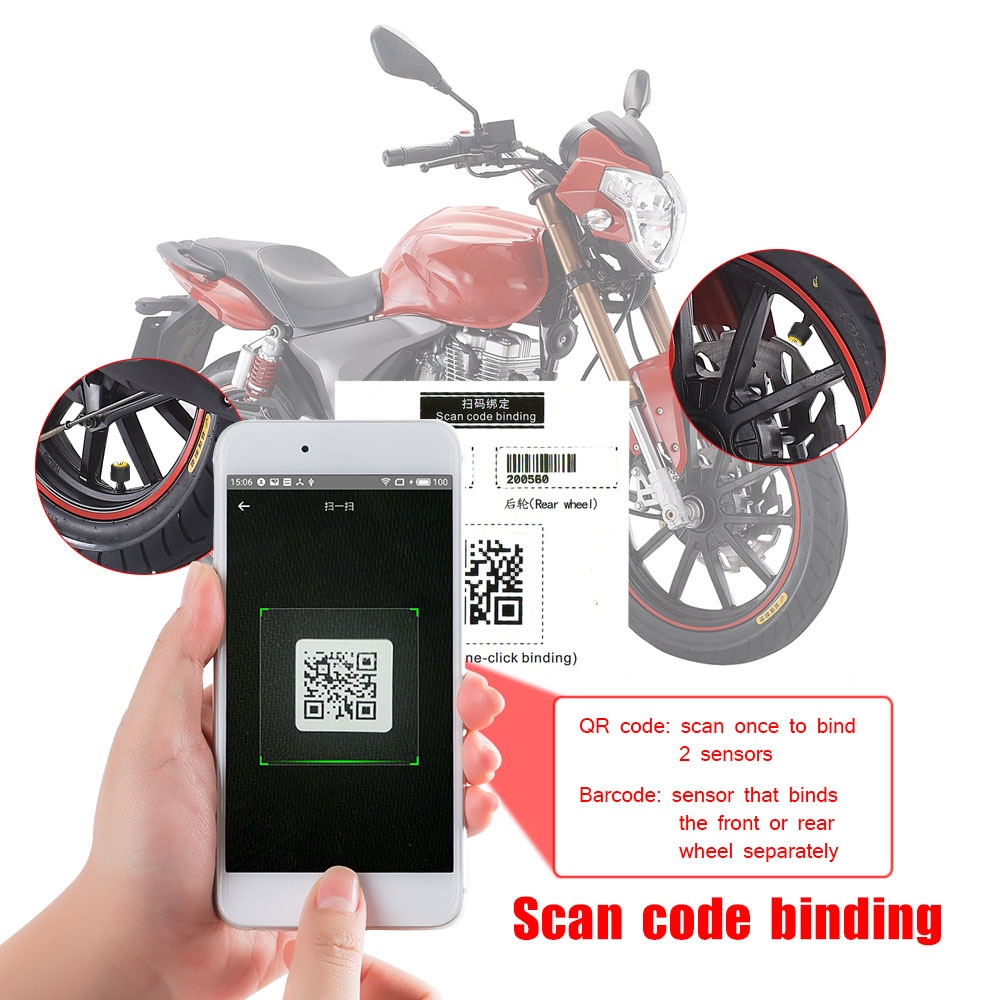 Set Senzori Techstar® TPMS cu Bluetooth pentru Motociclete, Monitorizare a Presiunii in Anvelope, Compatibil Android și iOS