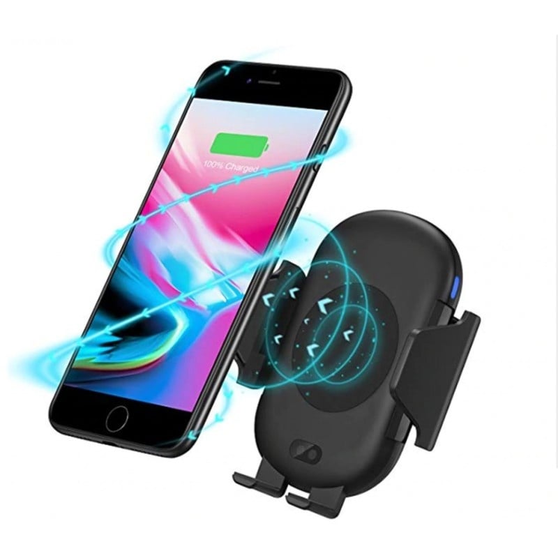 Suport Incarcator Telefon Auto Smart Wireless Techstar® C10 Tehnologie Infrarosu Qi QuickCharge 3.0 10W Android IoS - 2 | YEO