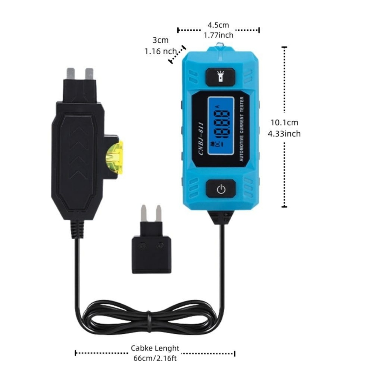 Tester Curent Auto Techstar® CNPJ-611, Cu Afisaj LCD Iluminat, Detectie Sigurante, Precizie ±2%