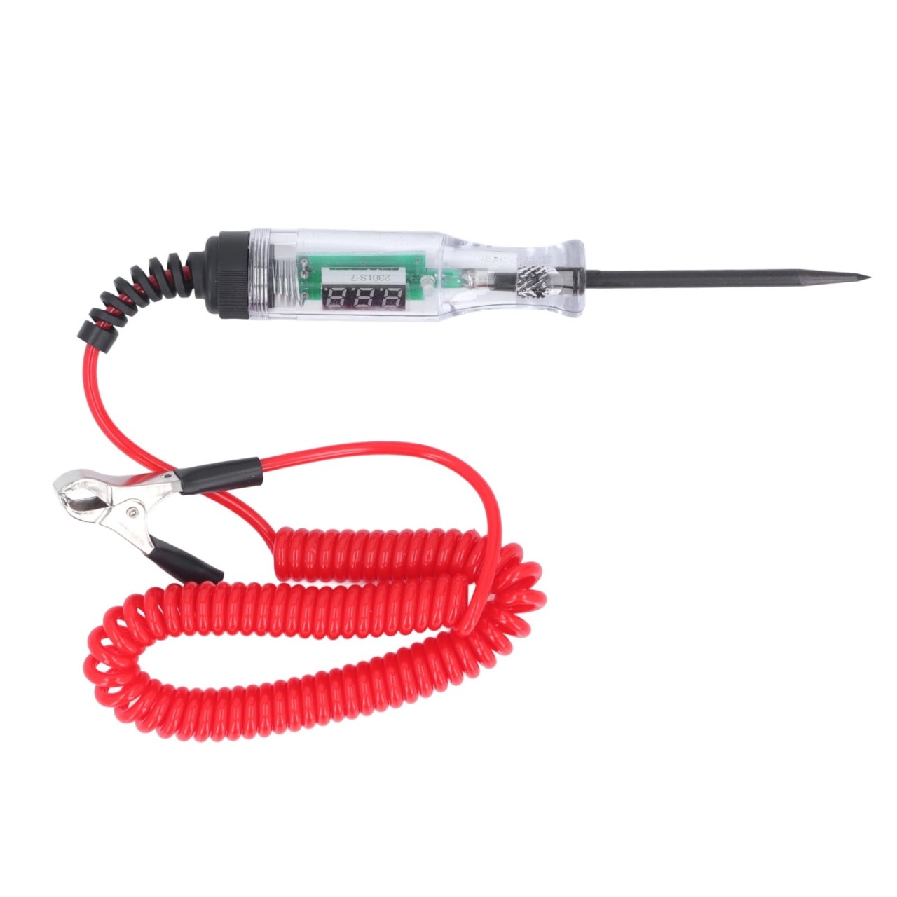 Tester electric auto cu afisaj digital 5–120V DC, sonda metalica, clema crocodil, cablu spiralat, pentru instalatia electrica auto/moto/camioane - 1 | YEO