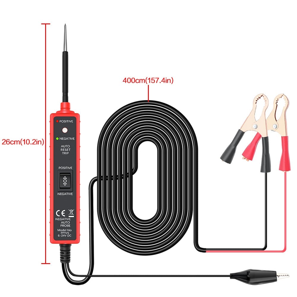 Tester Multifunctional Techstar® Portabil pentru Circuite Auto 6V-24V DC cu Cablu de 5 metri, Protectie la Suprasarcina 8A și Test de Polaritate - 1 | YEO