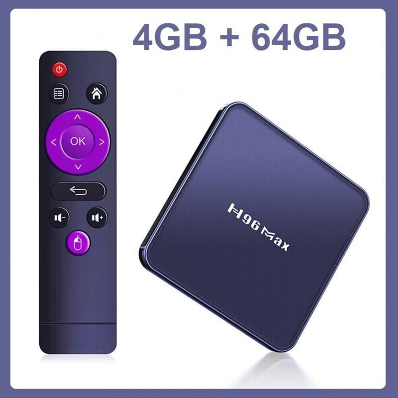 TV Box Media Player Techstar® H96 Max V12, 4K, RAM 4GB DDR3, ROM 64GB, Android 12, RK3318 Quad Core, WiFi dual band, Slot Card, Negru - 1 | YEO