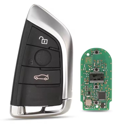 Cheie auto completa si programabila Techstar, compatibila cu BMW Seria 1 2 3 4 5 6 7, X3 X4 X5 X6, M2 M3 M4 – 433MHz, chip ID49 PCF7945, carcasa cu 3 butoane
