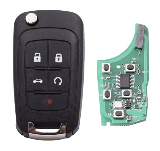 Cheie Auto Completa Programabila, Compatibila Chevrolet Captiva, Cruze, Malibu, Opel Antara, cu 4+1 butoane, frecventa 433MHz, cip ID46, smart key cu baterie si electronica