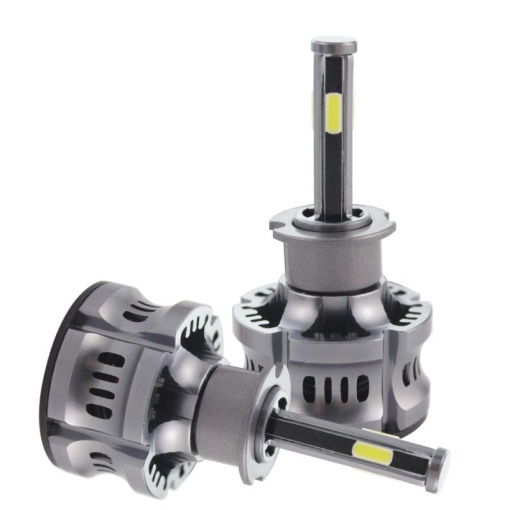 Set 2 LED-Uri Auto Techstar® N8, H3, 50W, 5500 Lumeni, 6000K, AUTO, 12-24 Volti, COB, Canbus, Radiator Aluminiu, Argintiu