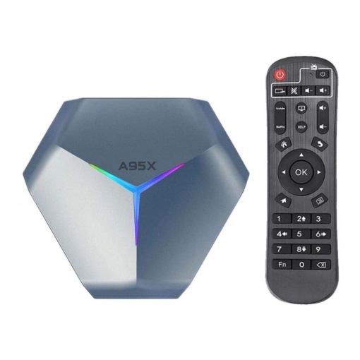 smart TV box Techstar A95X F4 Android 10 cu telecomanda vedere frontala