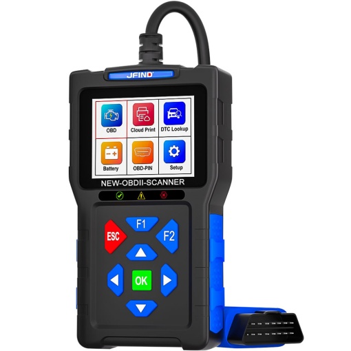 Tester auto JFIND JF700 Pro OBD2 Scanner – Diagnostic complet motor, baterie si senzori, 12V, ecran color