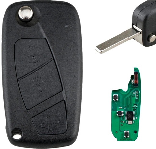 Cheie Auto Programabila Completa 433MHz, cu 3 butoane, compatibila Fiat Qubo, Fiorino, Doblo, Punto, Citroen Nemo, Peugeot Bipper – cip ID46/PCF7946, sistem Delphi