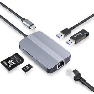 Imagine tehnica adaptor USB-C 5 in 1 Techstar cu schema porturilor