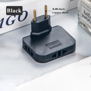 Adaptor triplu stecher priza Techstar TS-A3 negru montat in priza