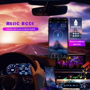 Benzi Led Auto Techstar®, MultiColore, RGB, 12 Leduri x 4 Benzi, Control Aplicatie, Bluetooth, Android - Img 6