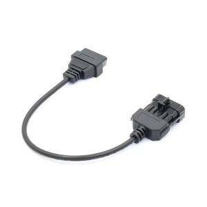 Cablu adaptor Opel Vauxhall 10 pini la OBD2 16 pini, conectori negri, fundal alb