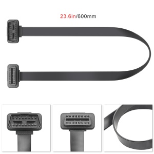 Colaj imagini cablu prelungitor OBD2 Techstar 16 pini, 60 cm, panglica plata, mufe mama-tata
