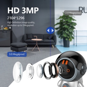 Camera de Supraveghere WiFi IP Robot Techstar® PT302 - 3MP HD, Stocare Duala Card si Cloud, Detectie Miscare și Viziune Nocturna - Img 5