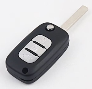 Carcasa cheie auto tip briceag Techstar pentru Renault 3 butoane compatibila Clio Megane Kangoo Fluence vedere frontala apropiata cu lama deschisa